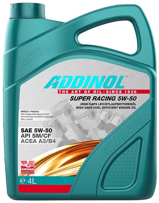 Addinol 4014766250322 Моторна олива Addinol Super Racing 5W-50, 4л 4014766250322: Приваблива ціна - Купити в Україні на EXIST.UA!