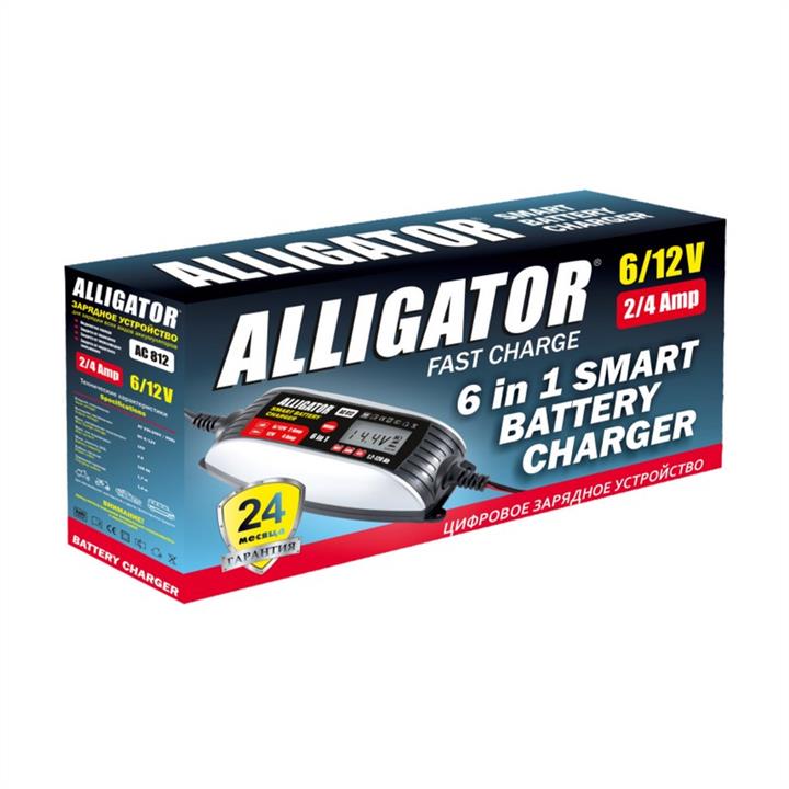 Зарядний пристрій Alligator 6 в 1, 6&#x2F;12V, 2&#x2F;4А, 1,2-120 Ah Alligator AC812