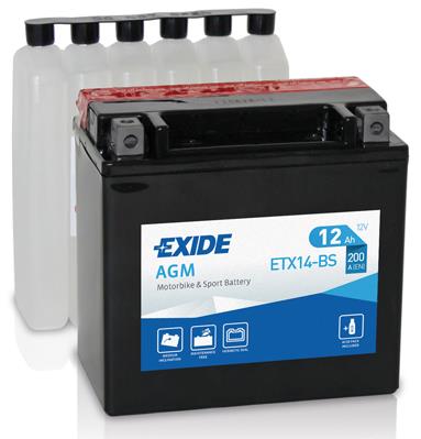 Exide ETX14-BS Акумулятор Exide AGM 12В 12Ач 200А(EN) L+ ETX14BS: Купити в Україні - Добра ціна на EXIST.UA!