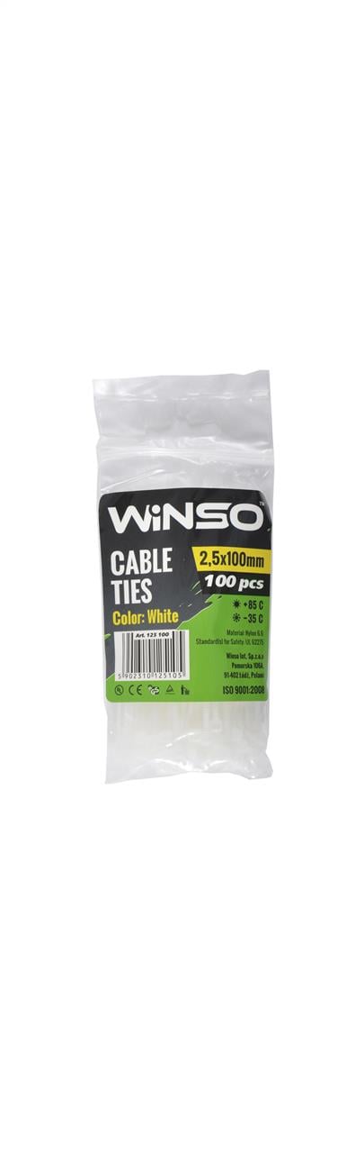 125100 Winso Хомут пластиковый WINSO 2,5x100мм, белый (100шт/уп.)