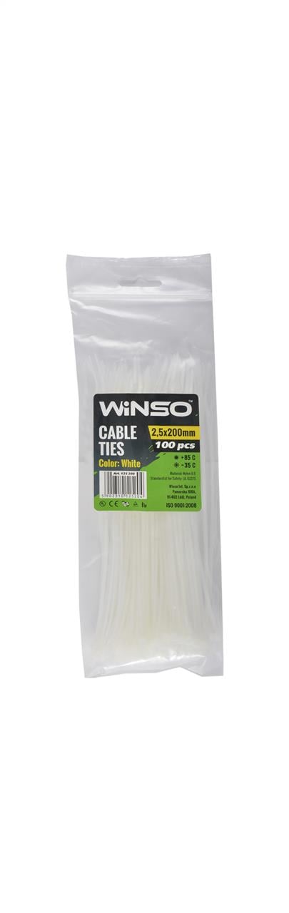 125200 Winso Хомут пластиковый WINSO 2,5x200мм, белый (100шт/уп.)