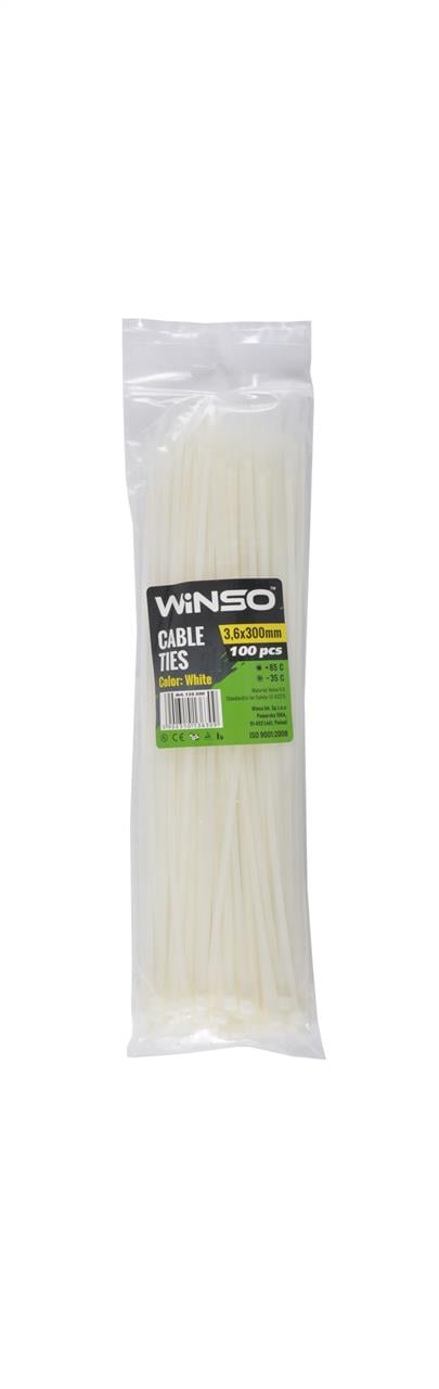 136300 Winso Хомут пластиковый WINSO 3,6x300мм, белый (100шт/уп.)