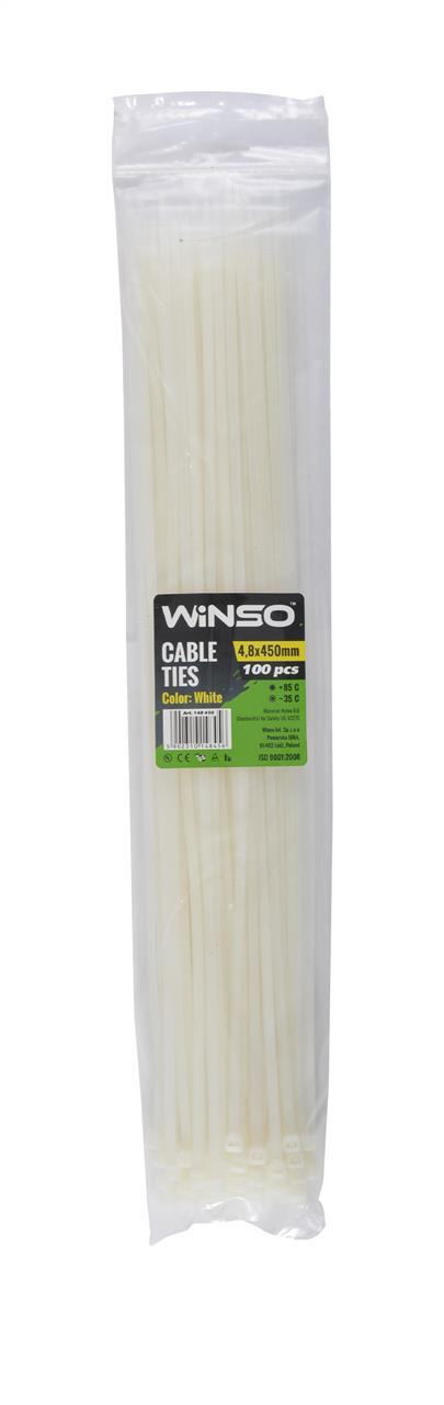 148450 Winso Хомут пластиковый WINSO 4,8x450мм, белый (100шт/уп.)