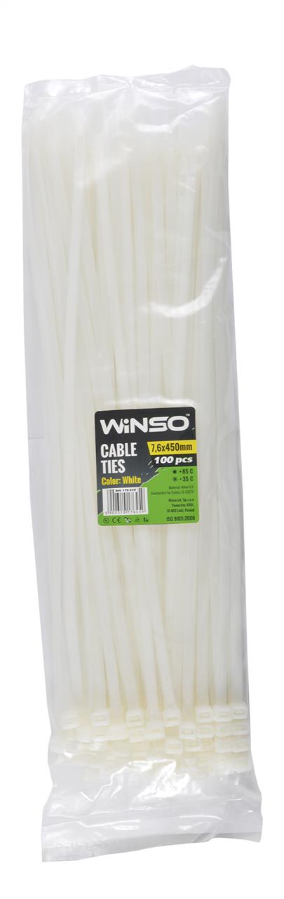 176450 Winso Хомут пластиковый WINSO 7,6x450мм, белый (100шт/уп.)