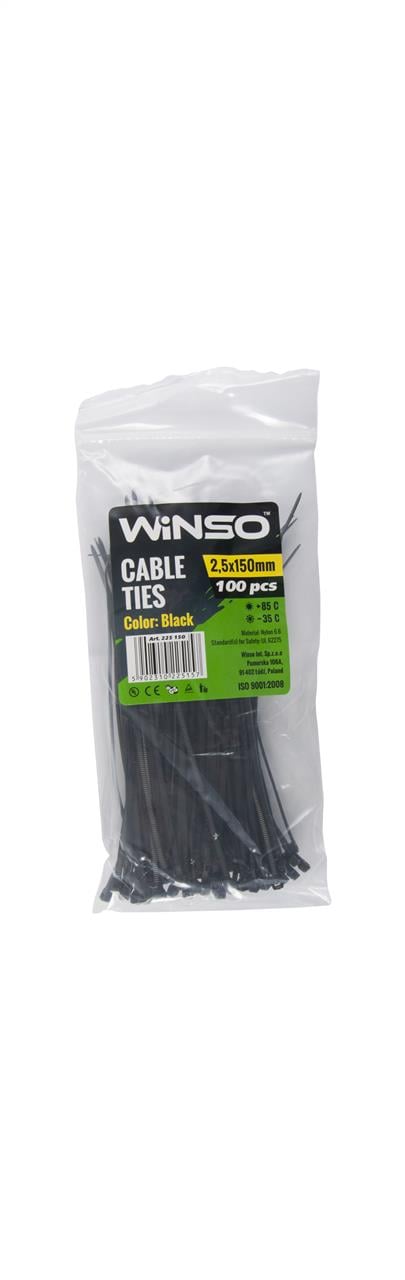 225150 Winso Хомут пластиковый WINSO 2,5x150мм, черный (100шт/уп.)