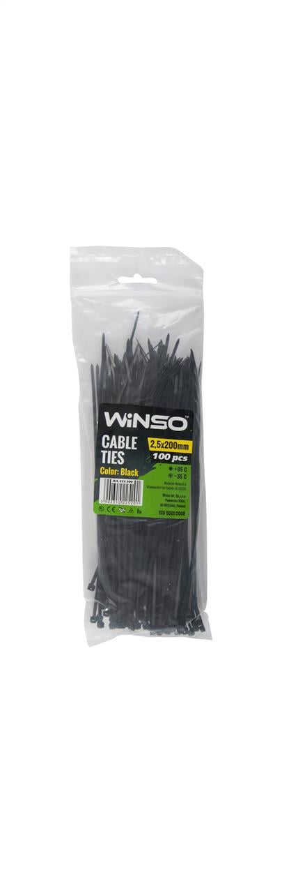 225200 Winso Хомут пластиковый WINSO 2,5x200мм, черный (100шт/уп.)