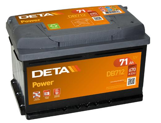 Deta DB712 Акумулятор Deta Power 12В 71Ач 670А(EN) R+ DB712: Приваблива ціна - Купити в Україні на EXIST.UA!
