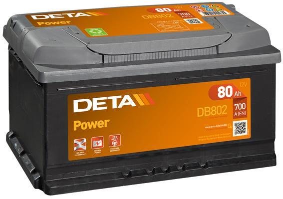 Deta DB802 Акумулятор Deta Power 12В 80Ач 700А(EN) R+ DB802: Приваблива ціна - Купити в Україні на EXIST.UA!