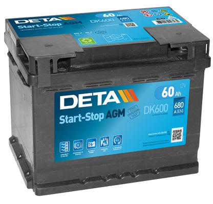 Deta DK600 Акумулятор Deta Start-Stop AGM 12В 60Ач 680А(EN) R+ DK600: Купити в Україні - Добра ціна на EXIST.UA!
