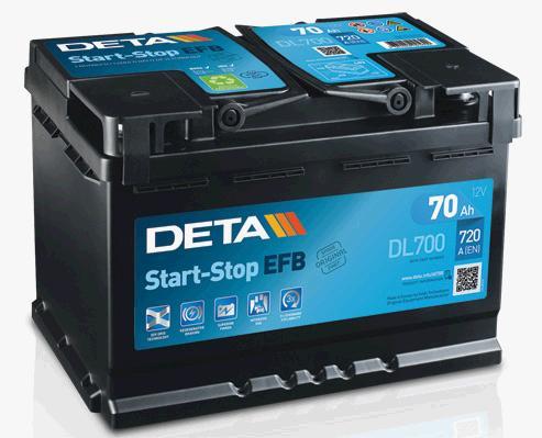 Deta DL700 Батарея аккумуляторная Deta Start-Stop EFB 12В 70Ач 630А(EN) R+ DL700: Купить в Украине - Отличная цена на EXIST.UA!