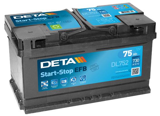 Deta DL752 Акумулятор Deta Start-Stop EFB 12В 65Ач 650А(EN) R+ DL752: Купити в Україні - Добра ціна на EXIST.UA!