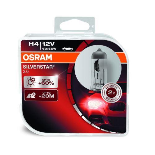 Osram 64193 SV2 DUOBOX Лампа галогенна Osram Silverstar +60% 12В H4 60/55Вт +60% 64193SV2DUOBOX: Купити в Україні - Добра ціна на EXIST.UA!