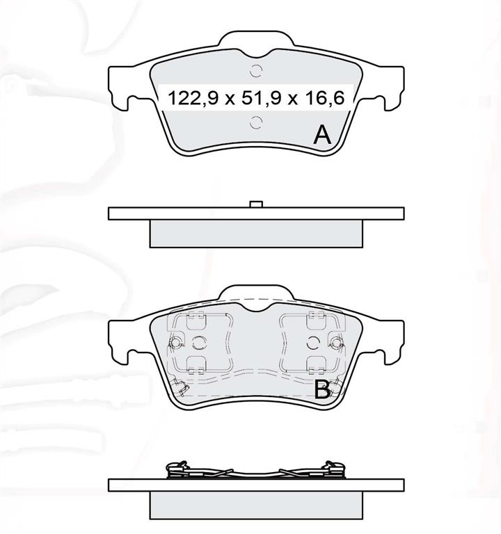 Тормозные колодки дисковые задние, комплект DAfmi D966E