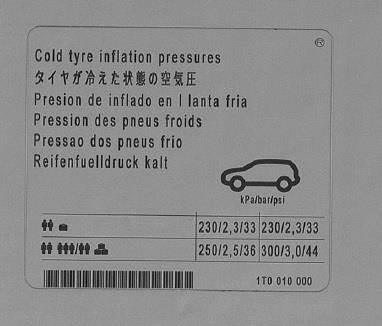 1T0010000 VAG Наклейка информационная