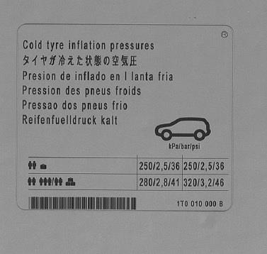 1T0010000B VAG Наклейка информационная