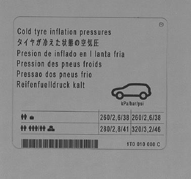 1T0010000C VAG Наклейка информационная