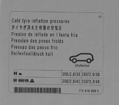 1T0010000E VAG Наклейка информационная