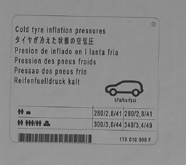 1T0010000F VAG Наклейка информационная