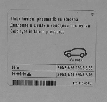 1T0010000J VAG Наклейка информационная