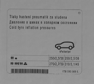 1T0010000L VAG Наклейка информационная