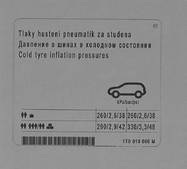 1T0010000M VAG Наклейка информационная
