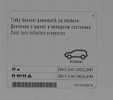 1T0010000N VAG Наклейка информационная