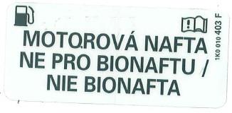 1K0010403F VAG Табличка для заправки топливом