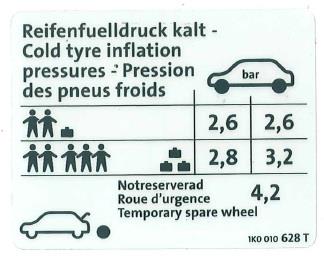 1K0010628T VAG Наклейка інформаційна