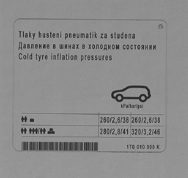 1T0010000K VAG Наклейка інформаційна