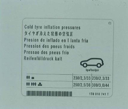 1T0010741T VAG Наклейка информационная