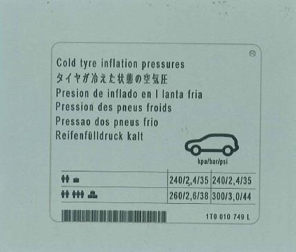 1T0010749L VAG Наклейка информационная