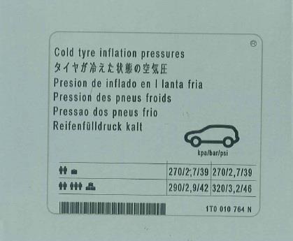 1T0010764N VAG Наклейка информационная