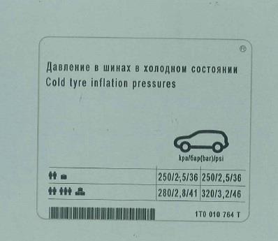 1T0010764T VAG Наклейка информационная