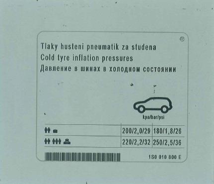 1S0010800E VAG Наклейка информационная