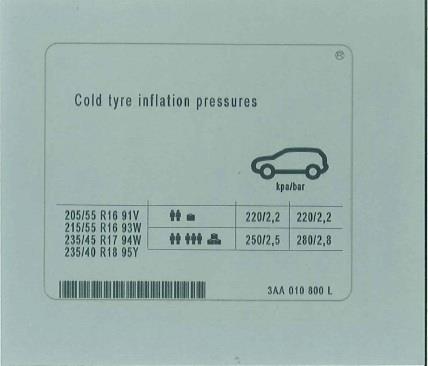 3AA010800L VAG Наклейка інформаційна