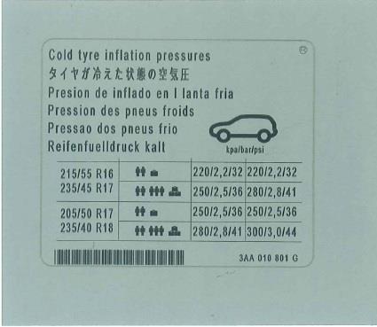 3AA010801G VAG Наклейка інформаційна