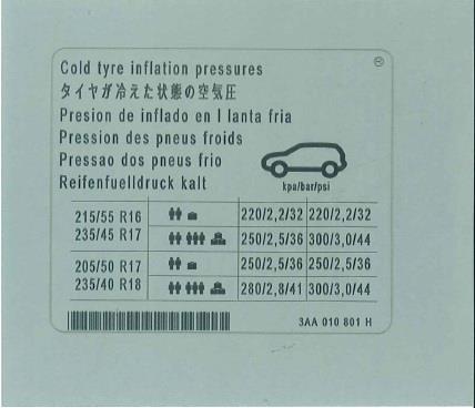 VAG 3AA 010 801 H Наклейка інформаційна 3AA010801H: Приваблива ціна - Купити в Україні на EXIST.UA! 3AA010801H VAG Наклейка інформаційна