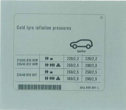3AA010801L VAG Наклейка інформаційна