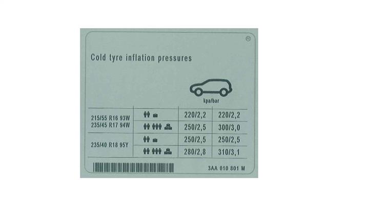 3AA010801M VAG Наклейка інформаційна