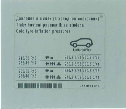3AA010802E VAG Наклейка інформаційна