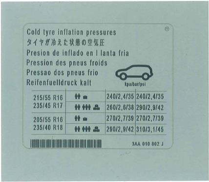 3AA010802J VAG Наклейка інформаційна