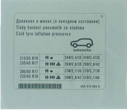 3AA010804B VAG Наклейка інформаційна