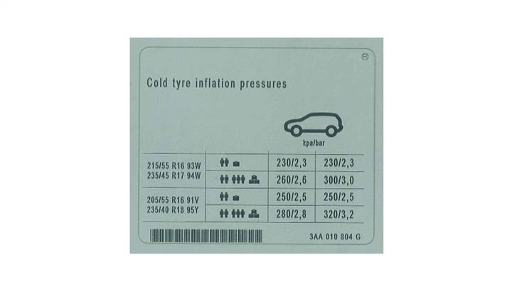 3AA010804G VAG Наклейка інформаційна