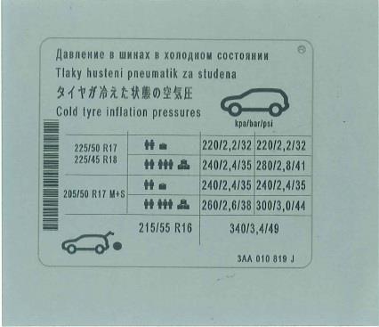 3AA010819J VAG Наклейка информационная