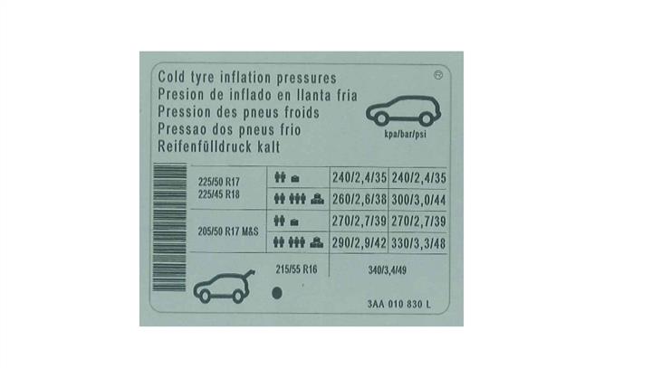 3AA010830L VAG Наклейка інформаційна
