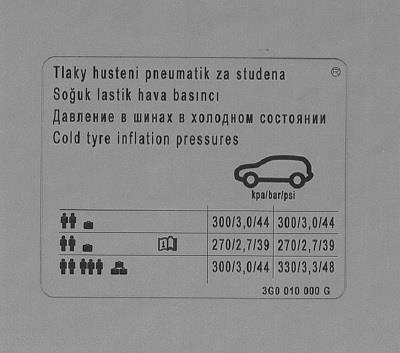 3G0010000G VAG Наклейка інформаційна
