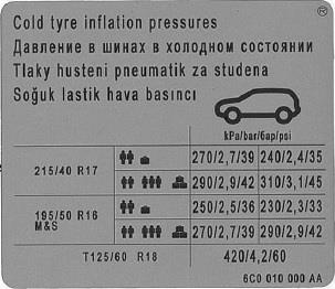 6C0010000AA VAG Наклейка информационная