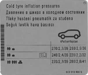 6C0010000S VAG Наклейка информационная