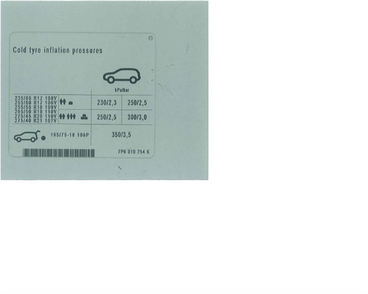 7P6010754K VAG Наклейка информационная