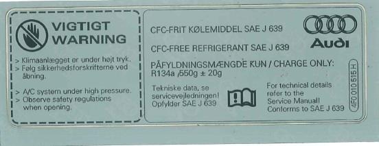 4F0010515H VAG Табличка для кондиционера